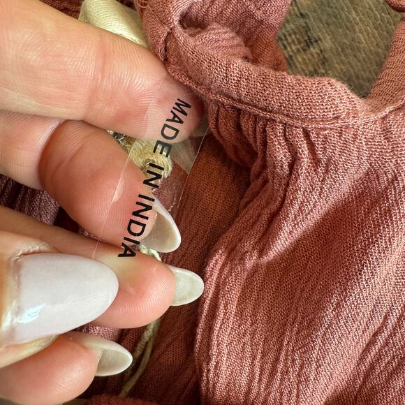 Elan Mauve Pink Strappy Mini Flowy Crinkle Cover Up Sundress – Size Medium NEW - Picture 12 of 12